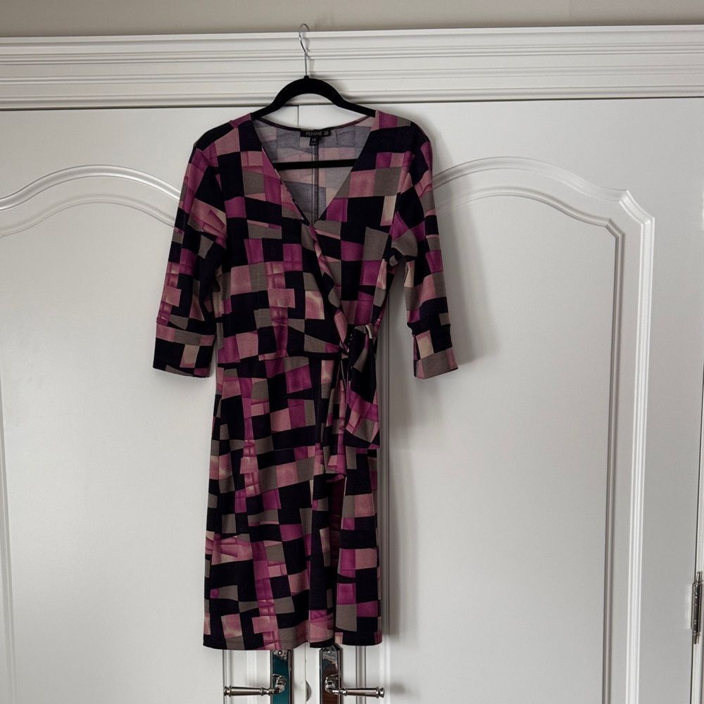 Elegant Long Sleeve Geometric Dress